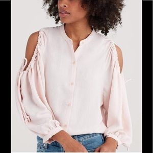 7 for all mankind cold shoulder tie shirt